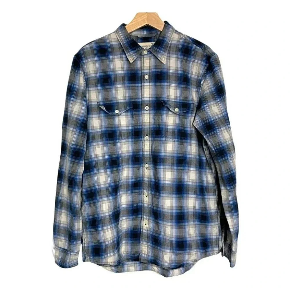 Denim & Supply Ralph Lauren Men’s M blue plaid long sleeve‎ button down shirt